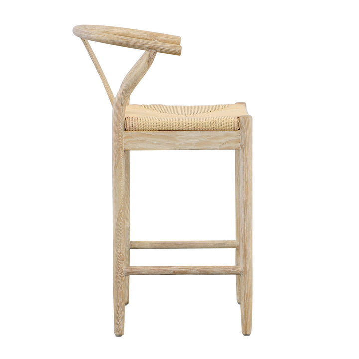 Renelle Oak Paper Cord Counter Stool, profile view
