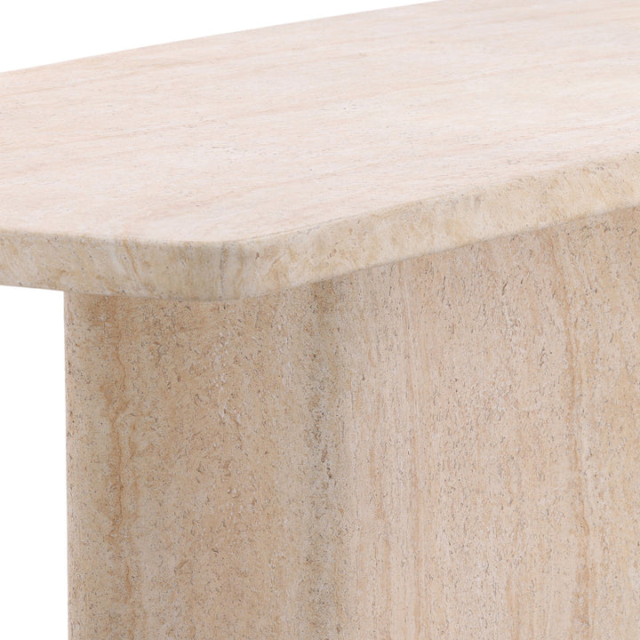 Payton Faux Travertine Outdoor Dining Table, detail 1 view