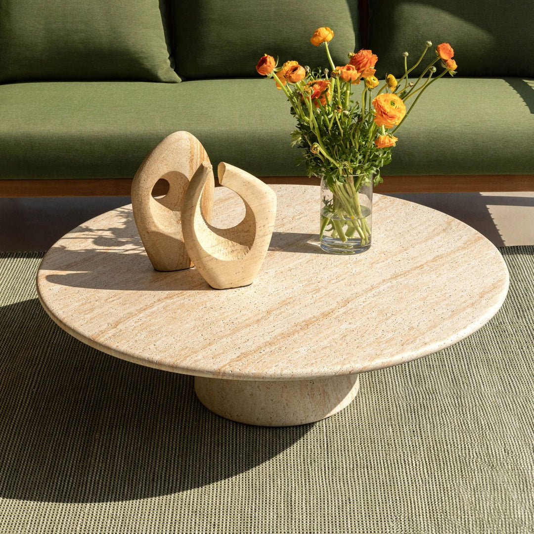 Treva Faux Travertine Outdoor Coffee Table, alternate lifestyle view 1