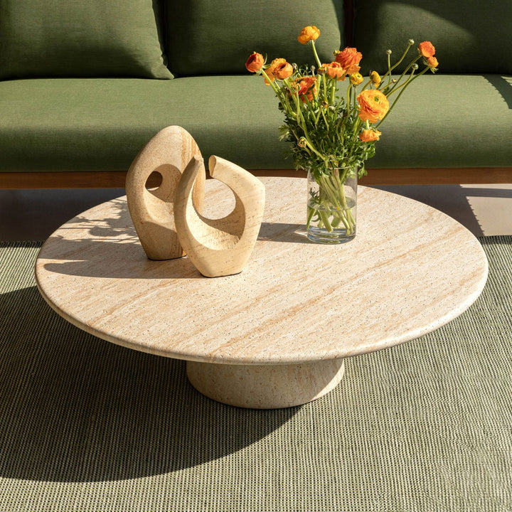 Treva Faux Travertine Outdoor Coffee Table, alternate lifestyle view 1