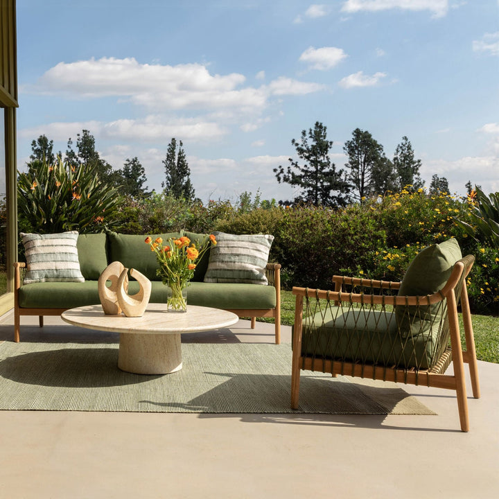 Treva Faux Travertine Outdoor Coffee Table, alternate lifestyle view 3
