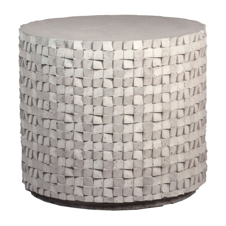 Nola Concrete Outdoor Side Table, three-quarter studio view