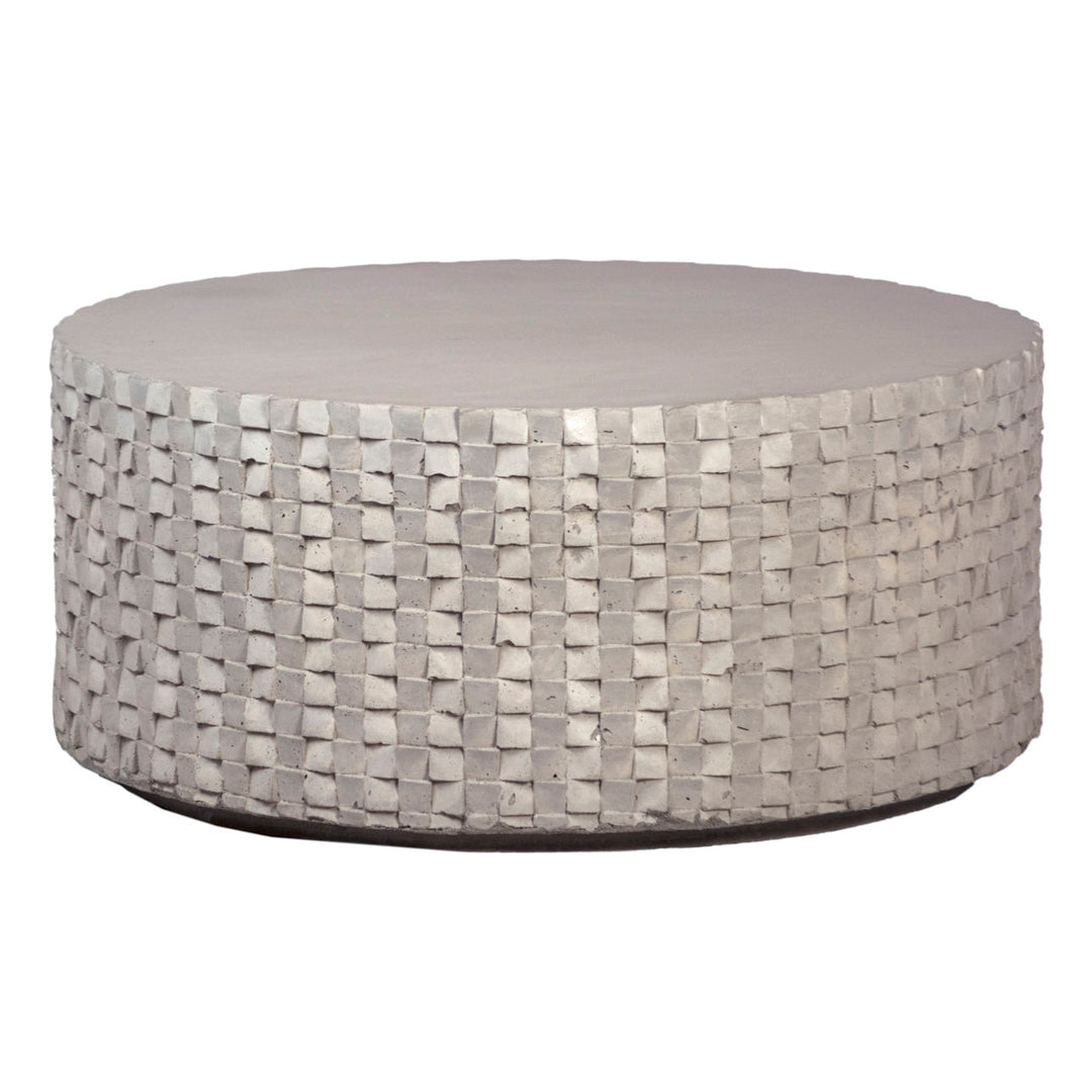 Nola Concrete Outdoor Coffee Table, three-quarter studio view