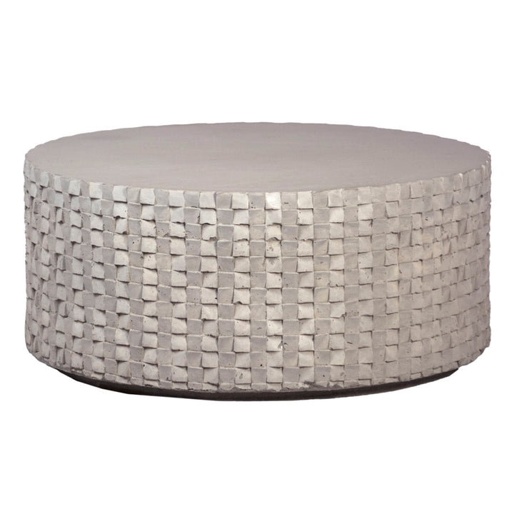 Nola Concrete Outdoor Coffee Table, three-quarter studio view
