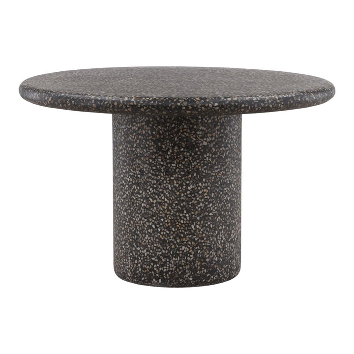 Cassian Black Terrazzo Outdoor Dining Table, three-quarter studio view