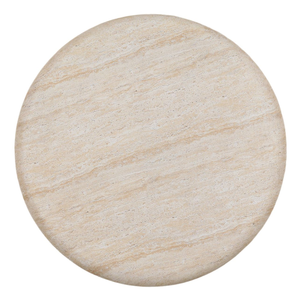 Kara Faux Travertine Outdoor Coffee Table, overhead view