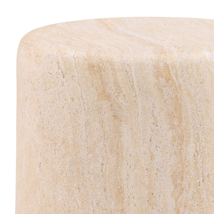 Leto Faux Travertine Outdoor Side Table, detail 2 view
