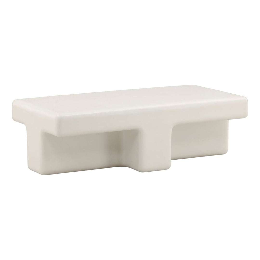 Teon White Outdoor Coffee Table, three-quarter studio view