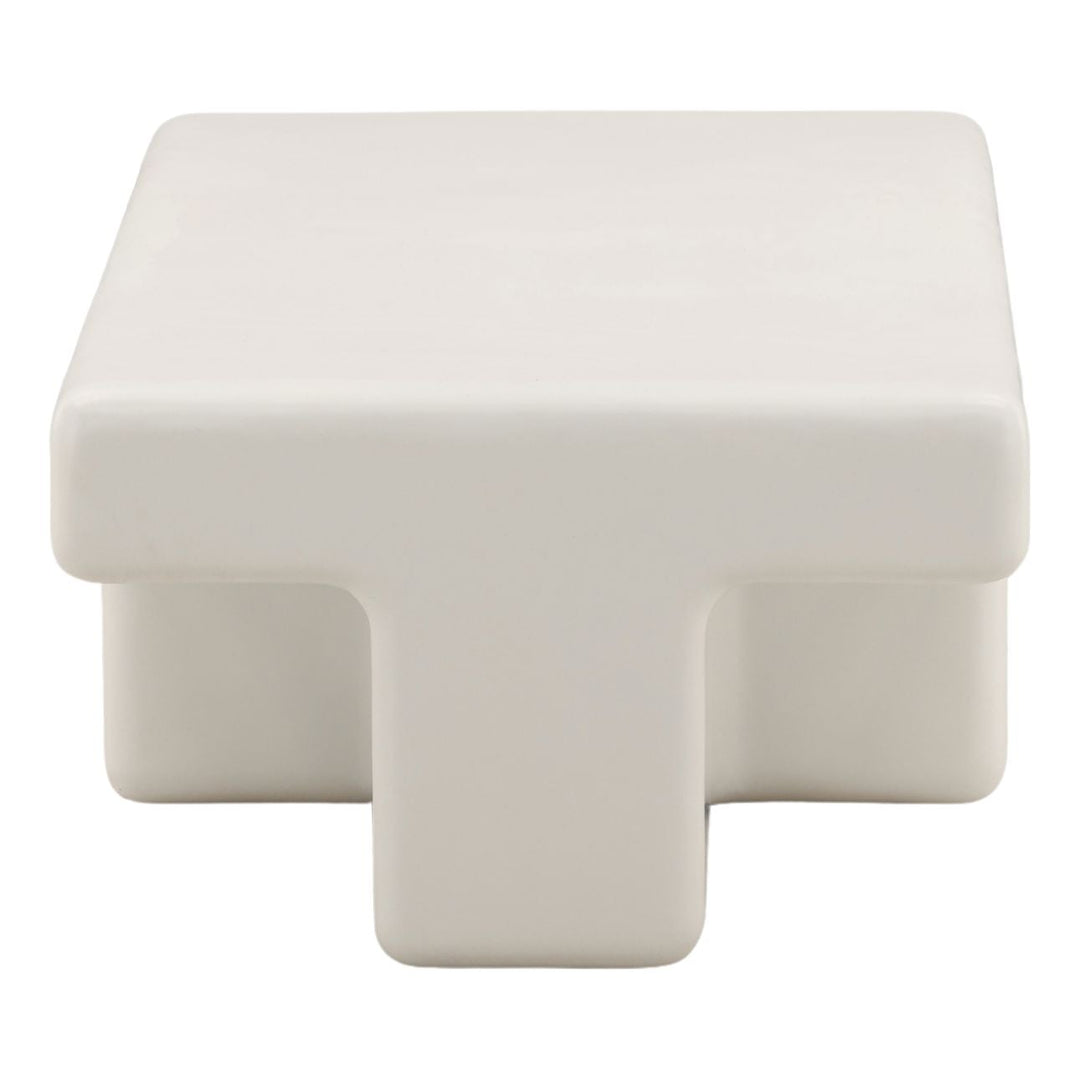 Teon White Outdoor Coffee Table, profile view