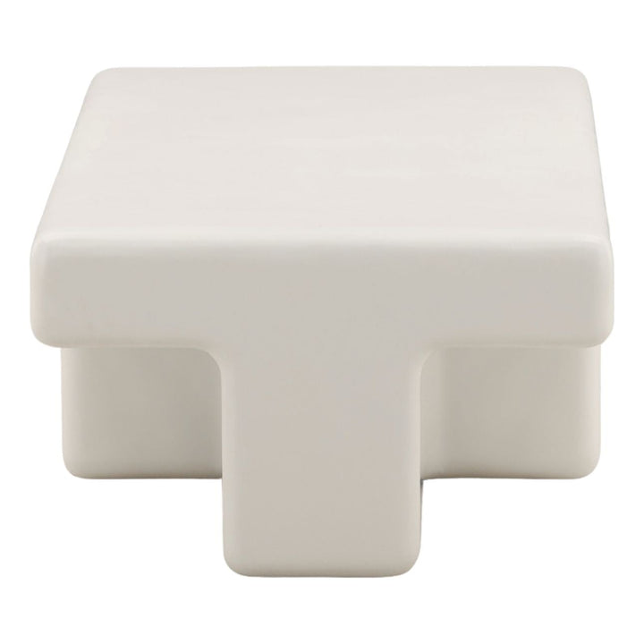 Teon White Outdoor Coffee Table, profile view