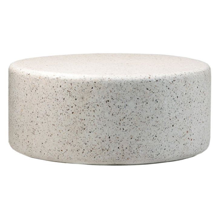 Adria Terrazzo Outdoor Coffee Table, three-quarter studio view