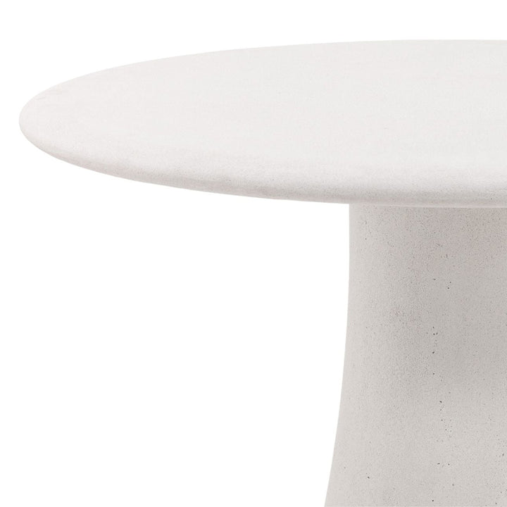 Jemma White Concrete Outdoor Dining Table, detail 1 view