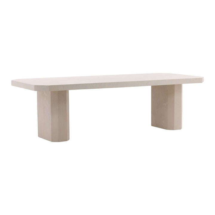 Prisma Ivory Concrete Outdoor Dining Table, three-quarter studio view