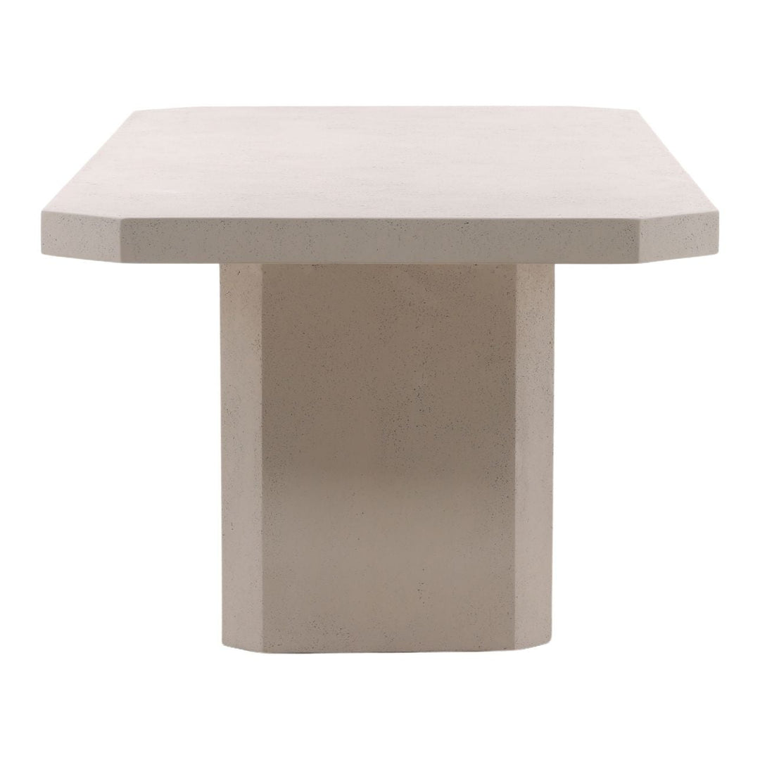 Prisma Ivory Concrete Outdoor Dining Table, profile view