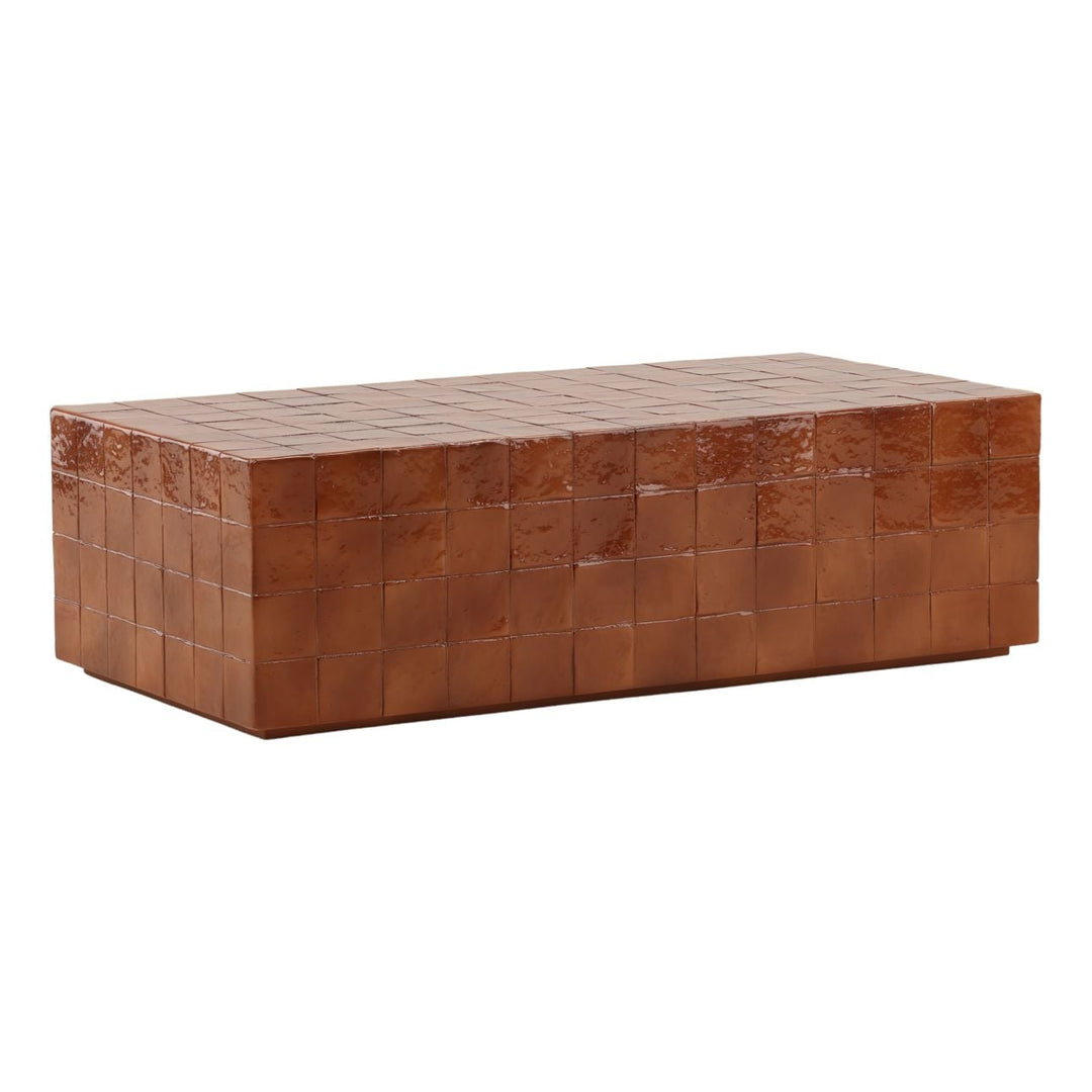 Dena Faux Tile Outdoor Coffee Table, three-quarter studio view