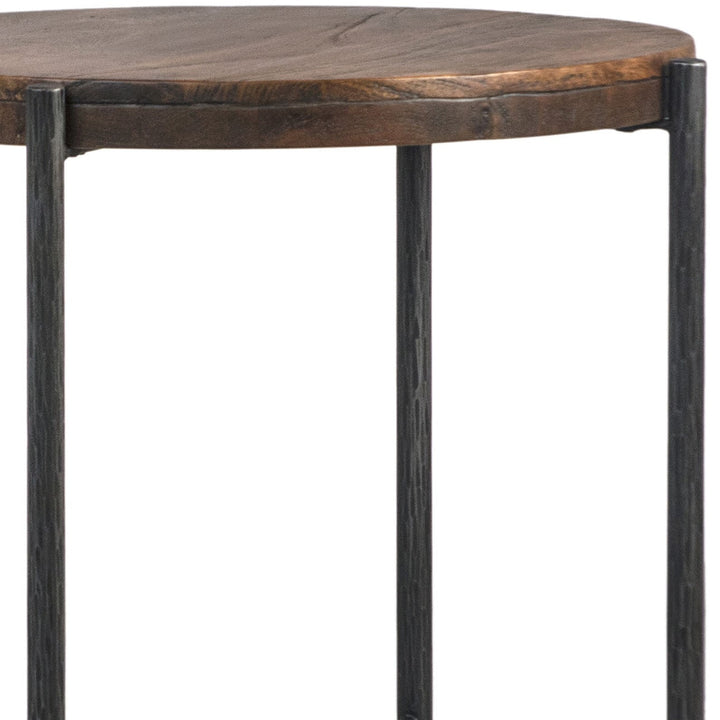 Cassia Wood and Steel Side Table, detail 1 view