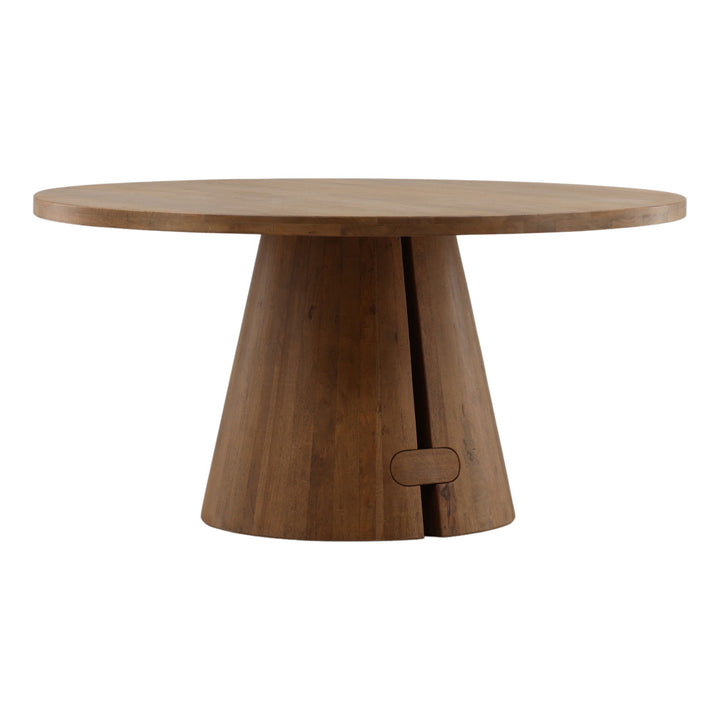 Bramble Mango Wood and Steel Dining Table, three-quarter studio view