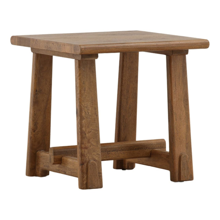 Callen Wood and Steel Side Table, three-quarter studio view