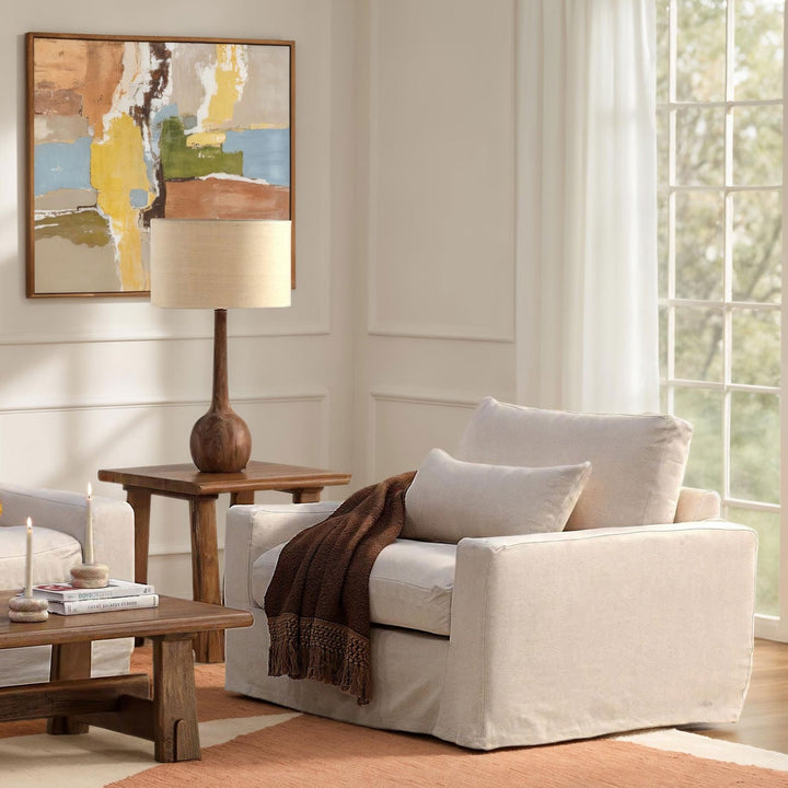 Callen Wood and Steel Side Table, manufacturer lifestyle setting