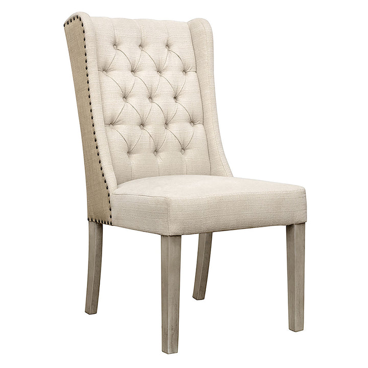 Diane Upholstered Dining Chair, three-quarter studio view