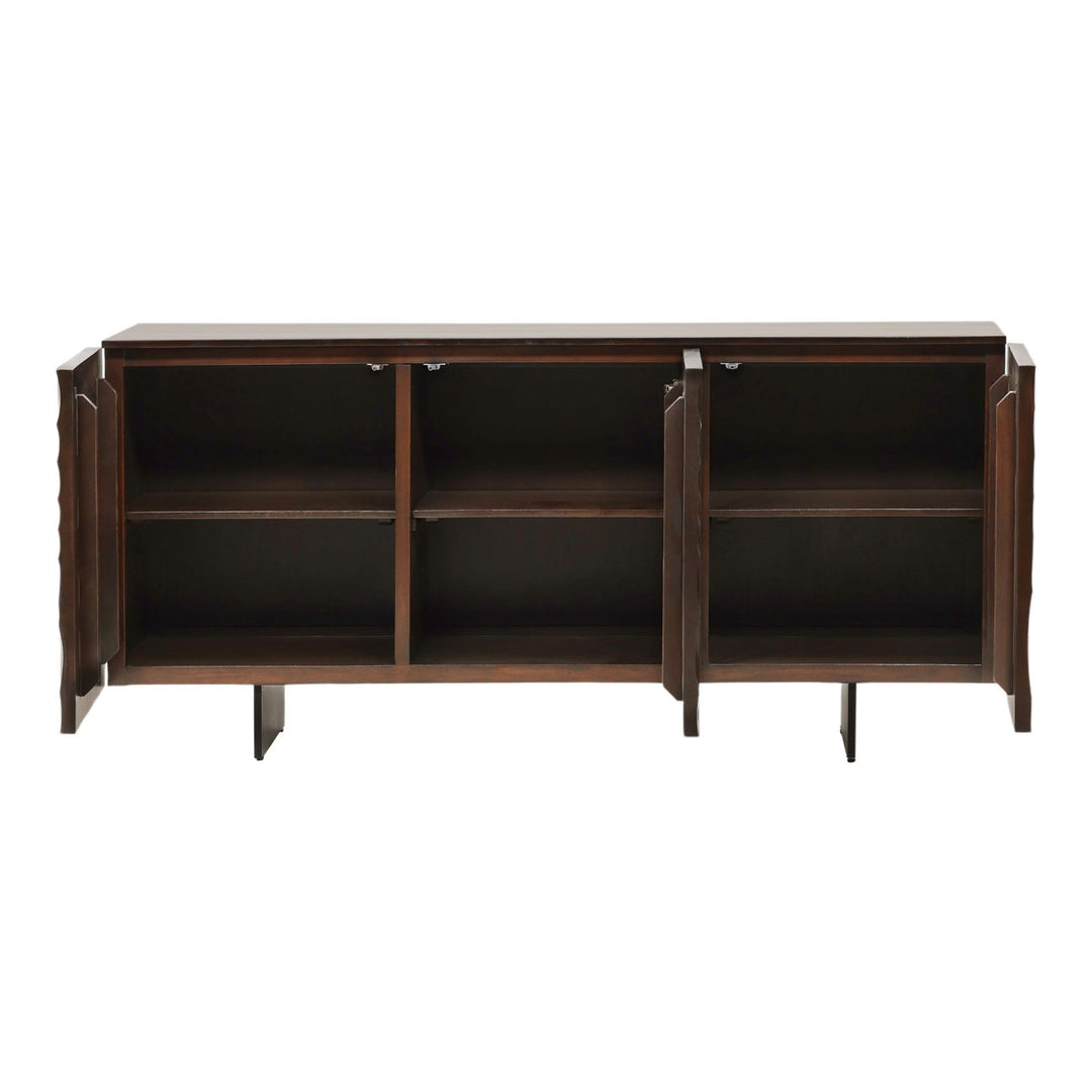 Tavon Acacia and Iron Sideboard, open door view