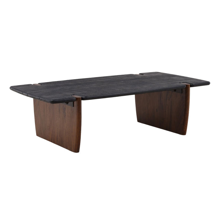 Tarin Solid Acacia Coffee Table, three-quarter studio view