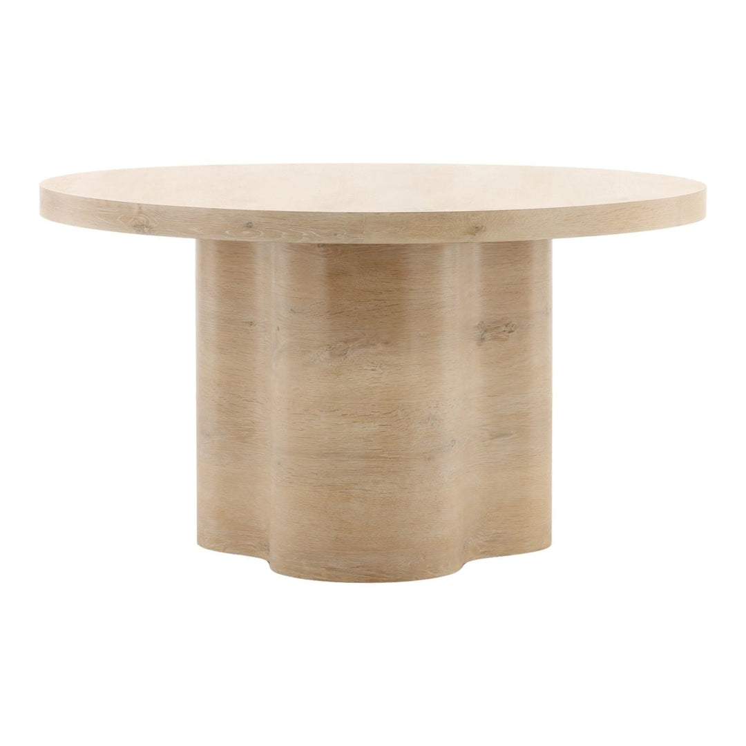 Kyra Natural Oak Veneer Dining Table, 54-inch, three-quarter studio view