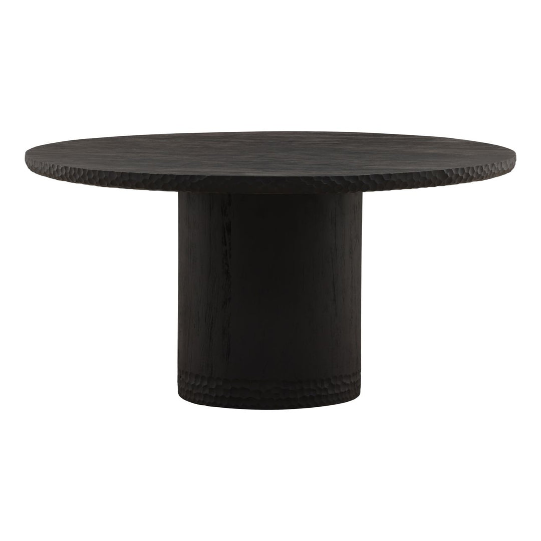 Willow Mango Wood Round Dining Table, Black, three-quarter studio view