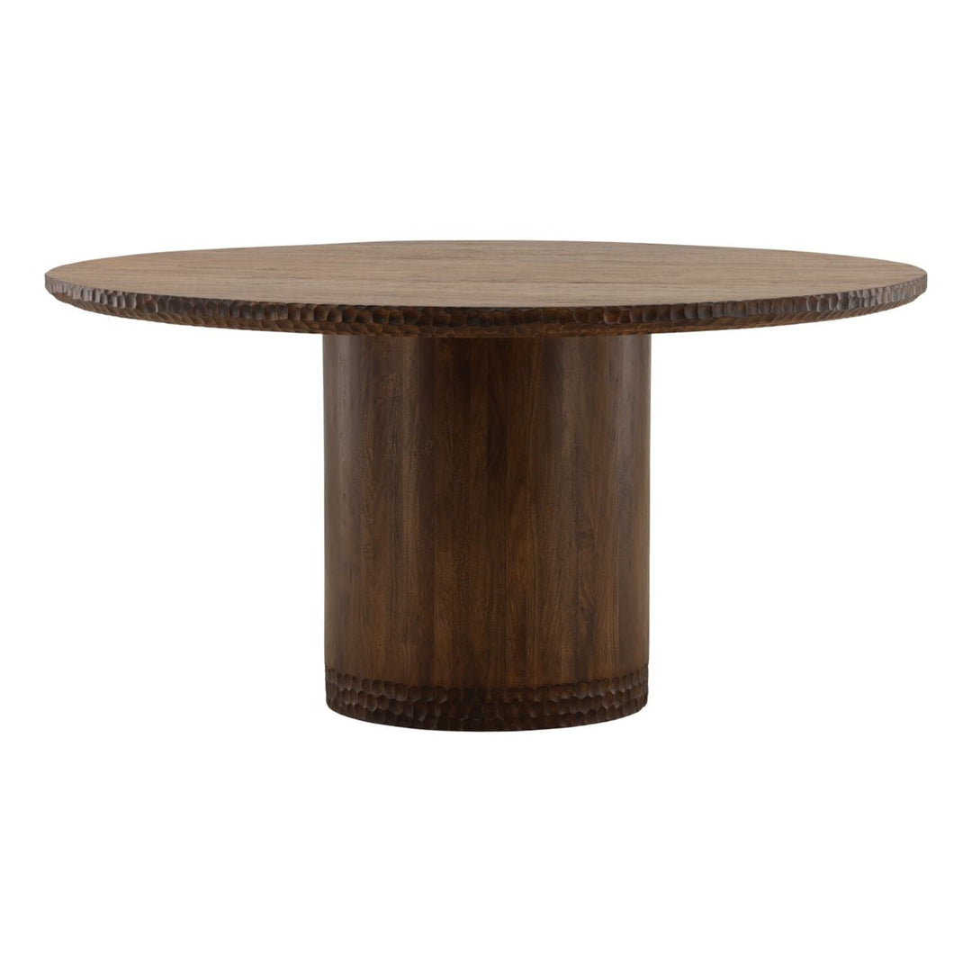 Willow Mango Wood Round Dining Table, Brown, three-quarter studio view