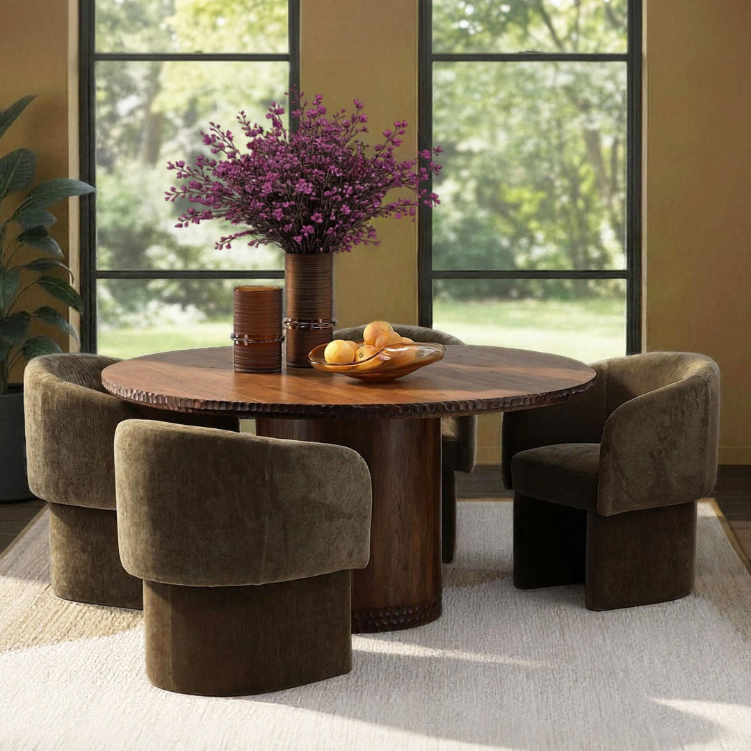 Willow Mango Wood Round Dining Table, Brown, lifestyle view