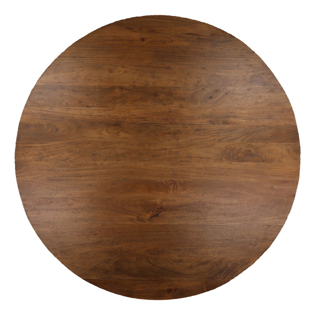 Willow Mango Wood Round Dining Table, Brown, overhead view
