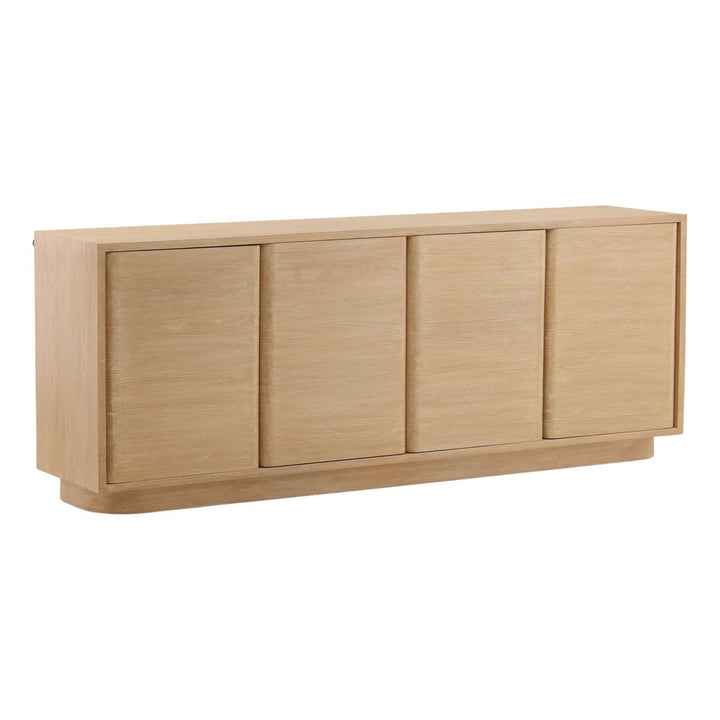 Zane Oak Veneer Sideboard, Four Door, three-quarter studio view