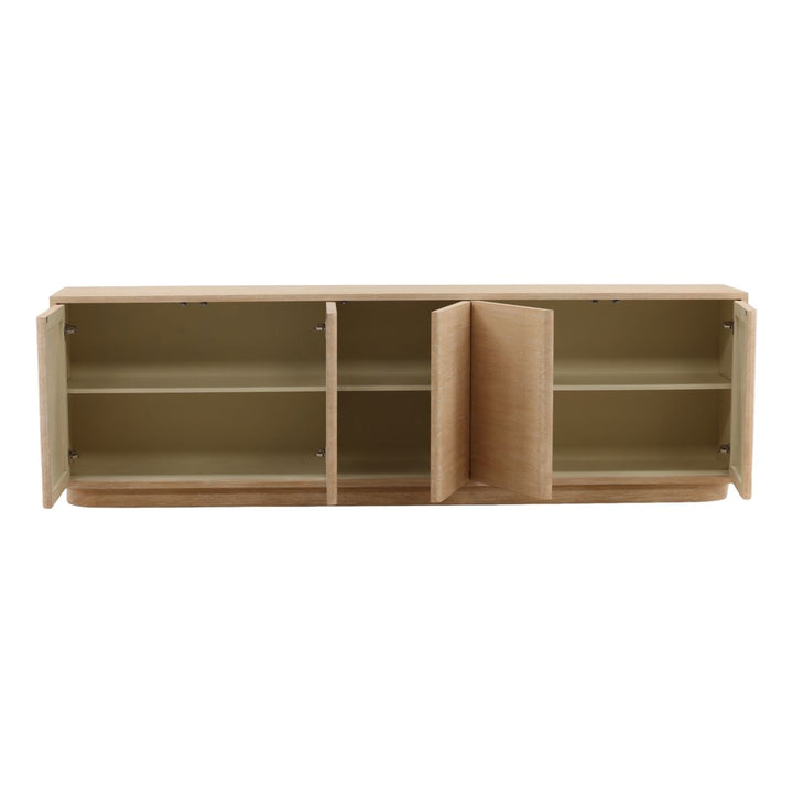 Zane Oak Veneer Sideboard, Five Door, open door view