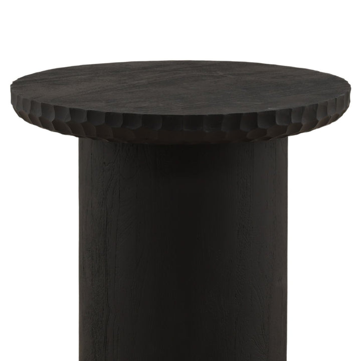 Lior Black Mango Wood Side Table, detail 1 view