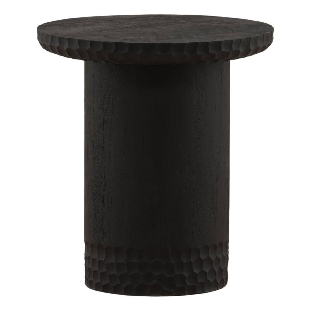 Lior Black Mango Wood Side Table, three-quarter studio view