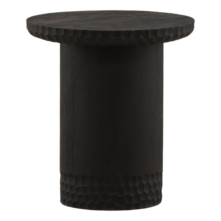 Lior Black Mango Wood Side Table, three-quarter studio view