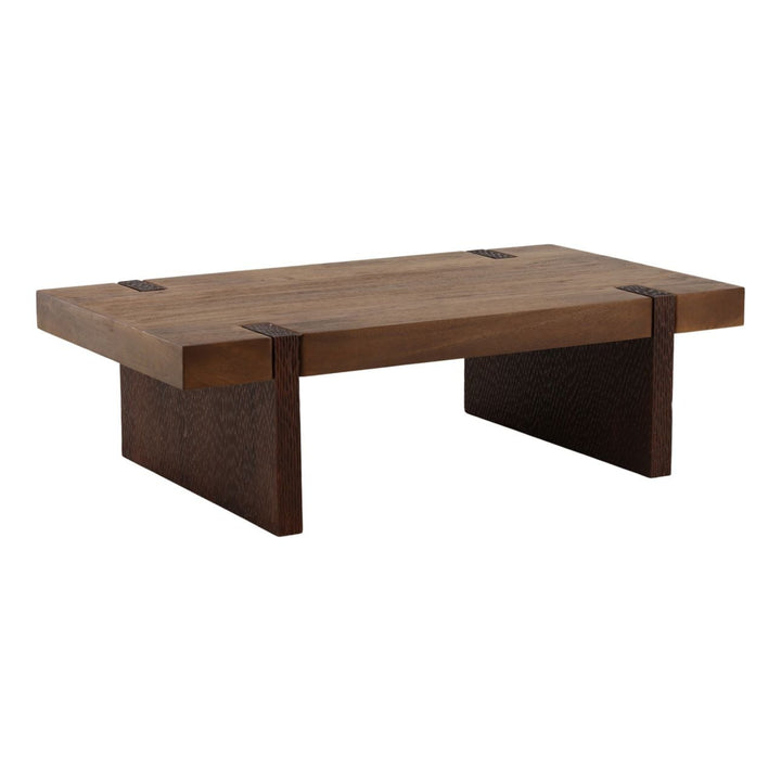Emery Mango Wood Coffee Table, three-quarter studio view