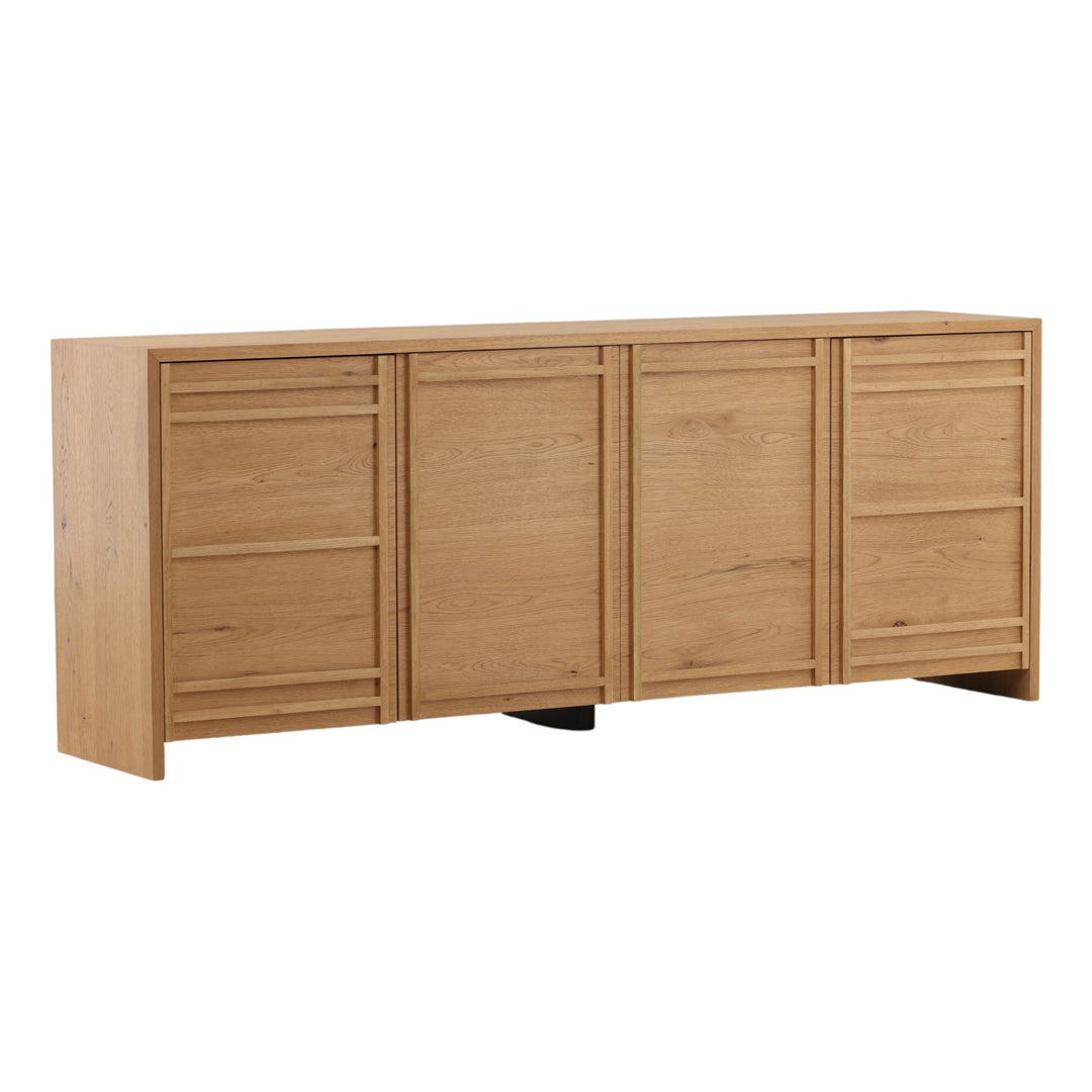 Eden Rustic Oak Veneer Sideboard, three-quarter studio view