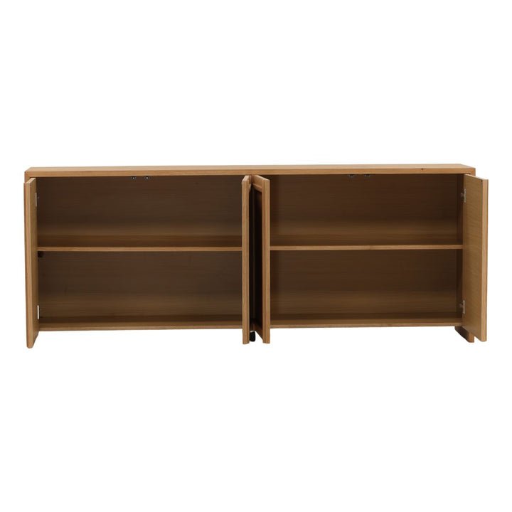 Eden Rustic Oak Veneer Sideboard, open door view