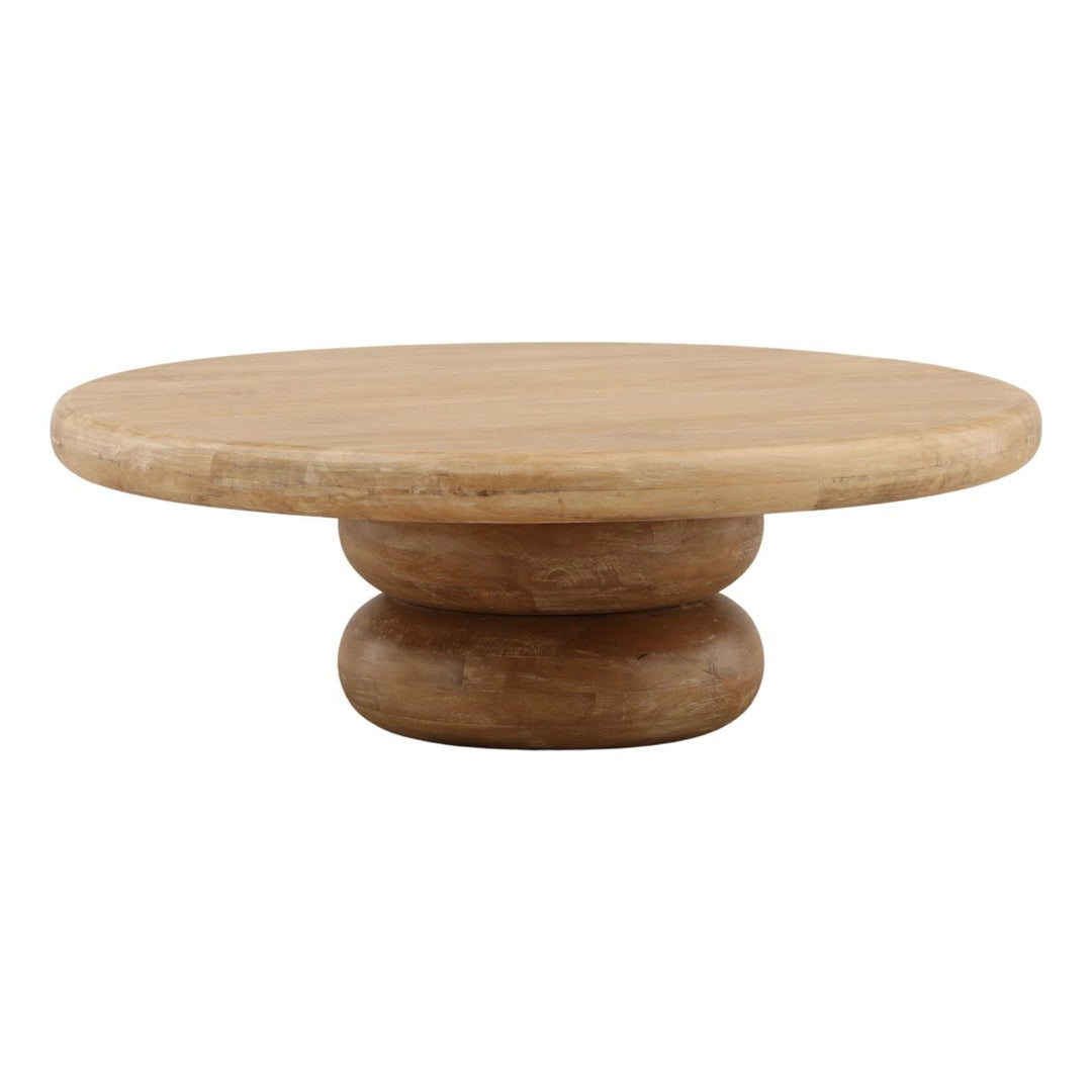 Vela Mango Wood Coffee Table, three-quarter studio view