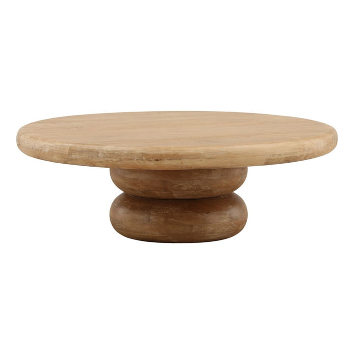 Vela Mango Wood Coffee Table, three-quarter studio view