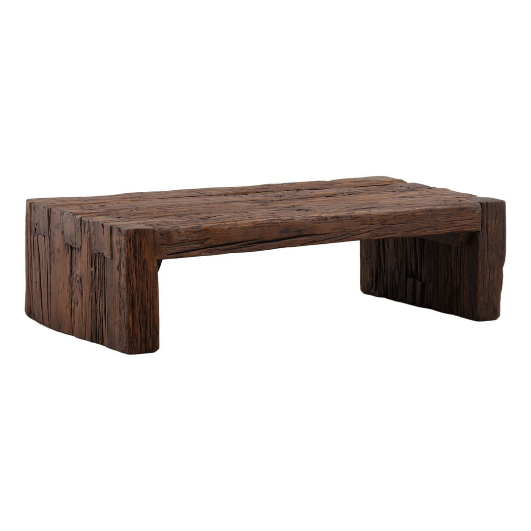 Cora Reclaimed Mango Wood Coffee Table, three-quarter studio view