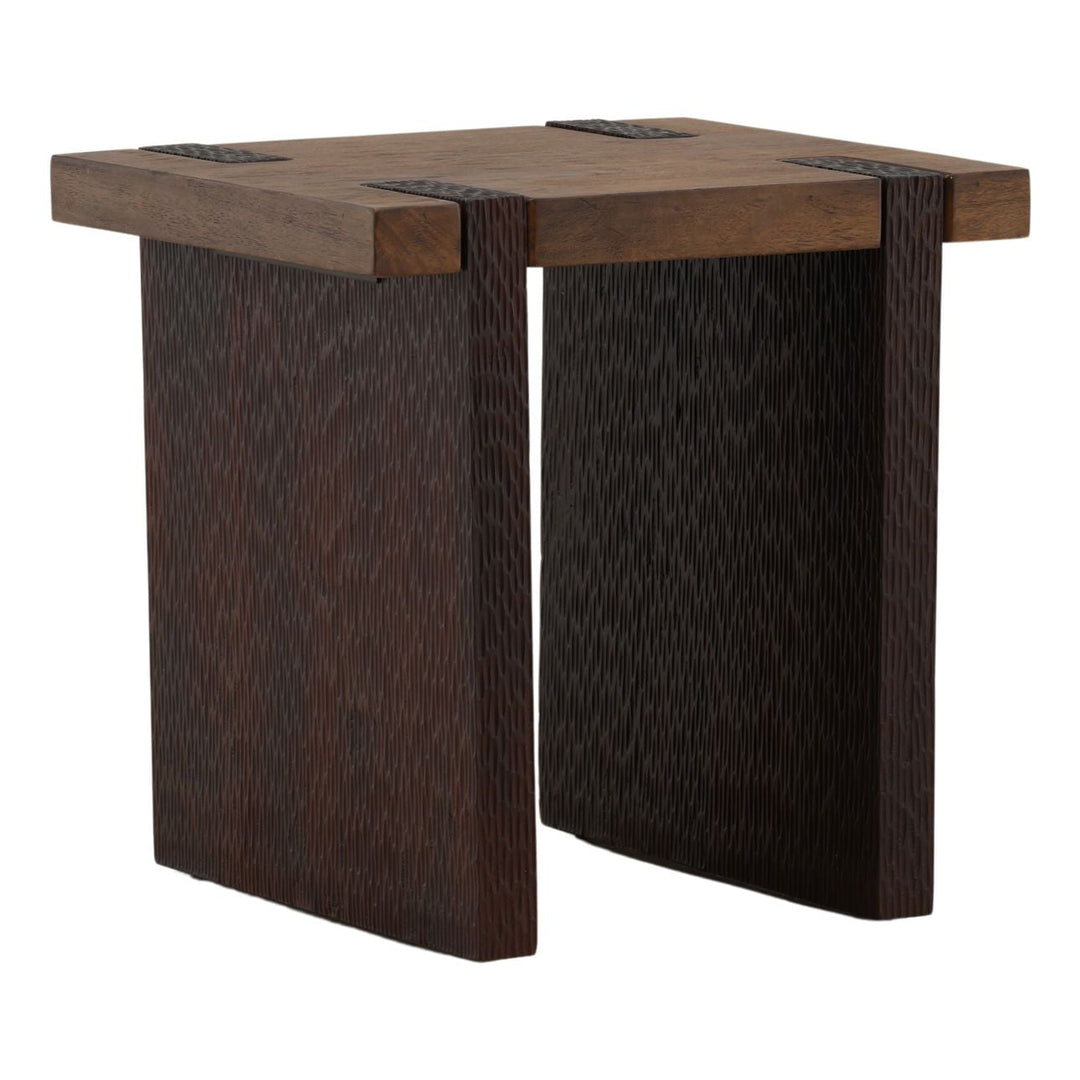 Emery Mango Wood Side Table, three-quarter studio view