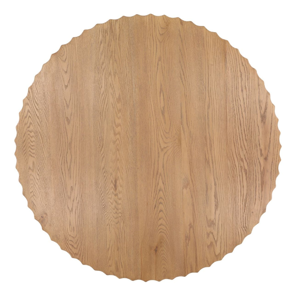 Maddie Natural Oak Veneer Dining Table, overhead view
