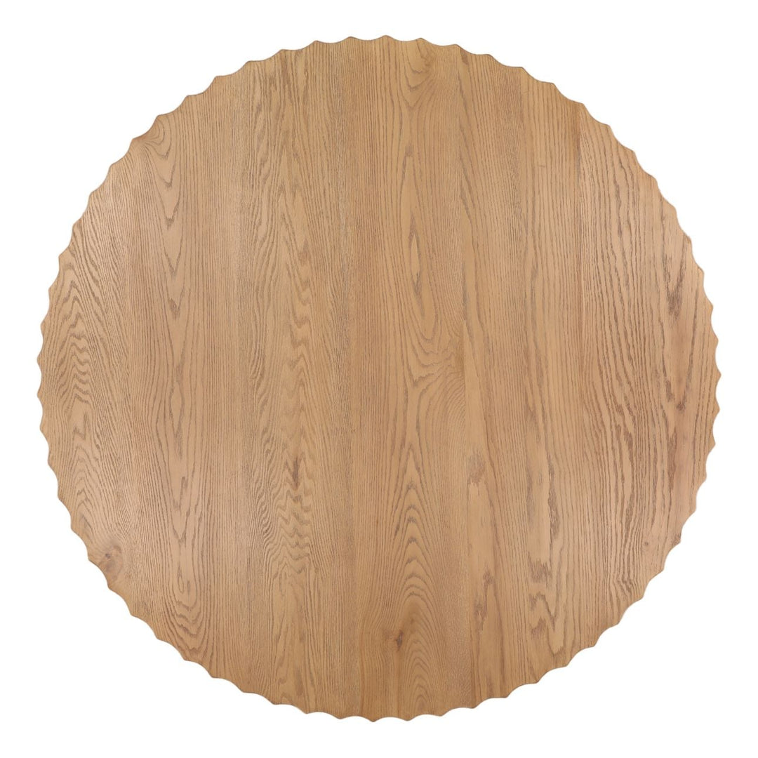 Maddie Natural Oak Veneer Dining Table, overhead view