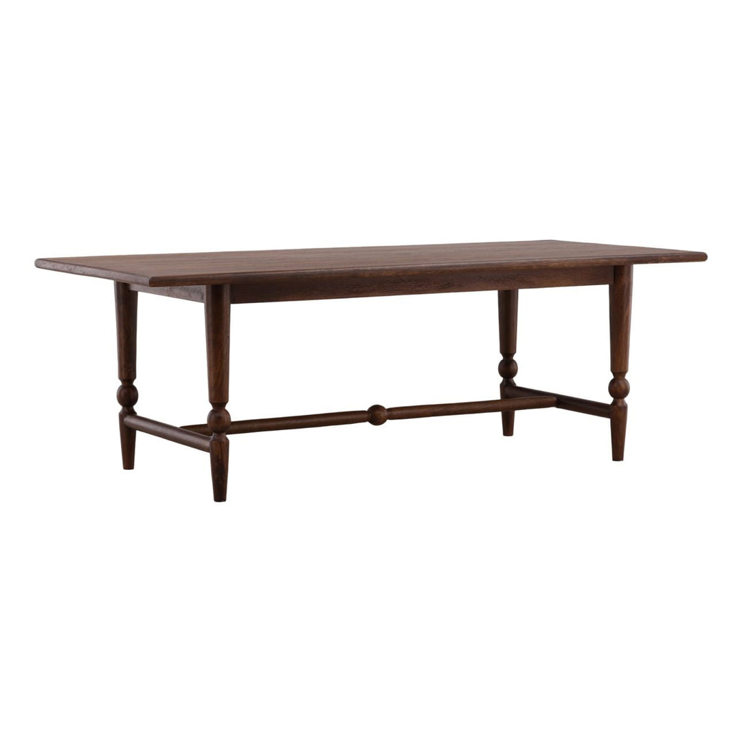 Crest Mango Wood Dining Table, three-quarter studio view