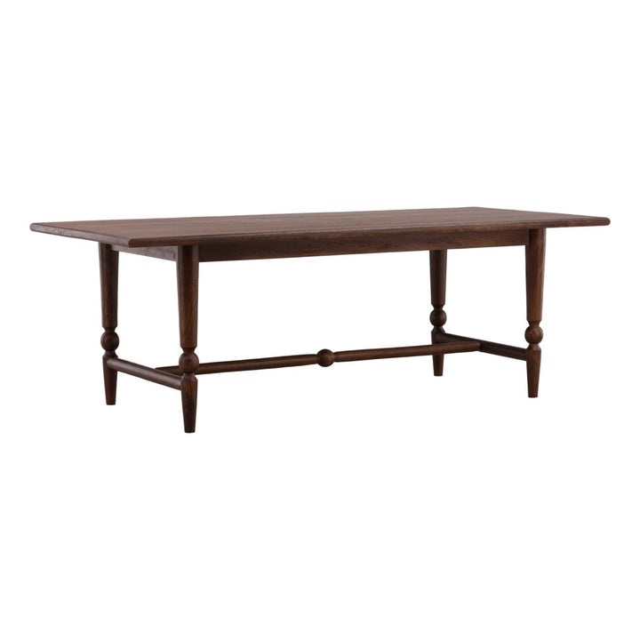 Crest Mango Wood Dining Table, three-quarter studio view