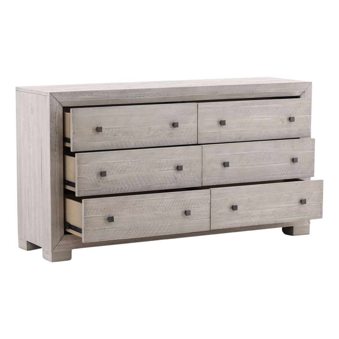 Clara Solid Acacia Dresser, open door view