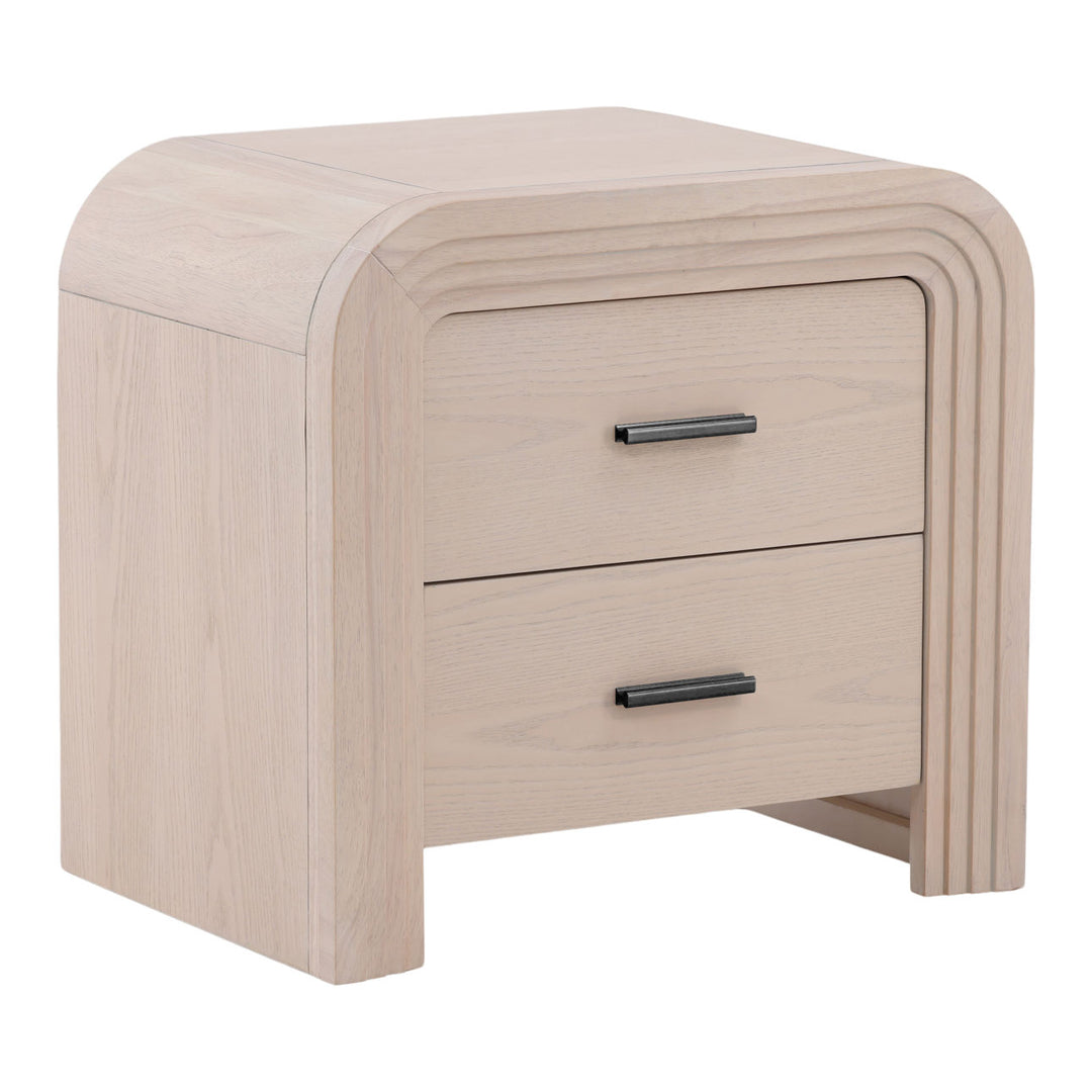 Porter Oak Veneer Nightstand, three-quarter studio view