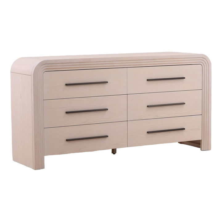 Porter Oak Veneer Dresser, three-quarter studio view